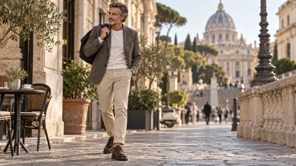 Scarpe Derby da uomo con pantaloni chino e blazer dopo i 50 anni Fashion Scarpe Derby da uomo con pantaloni chino e blazer dopo i 50 anni