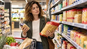 Confezioni famiglia, quando fanno davvero risparmiare e quando aumentano soltanto gli sprechi Donna confronta in un supermercato una confezione famiglia durante la spesa alimentare